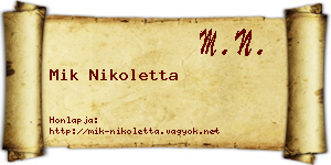 Mik Nikoletta névjegykártya